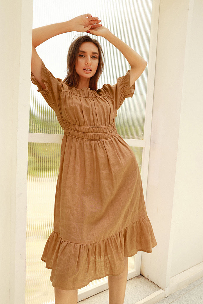 linen pleated dress Frieeah Women's Flax-Linen Dress, Ginger, X-Large Mott50 Material:Maple COS dress offers a ASOS DESIGN twist off