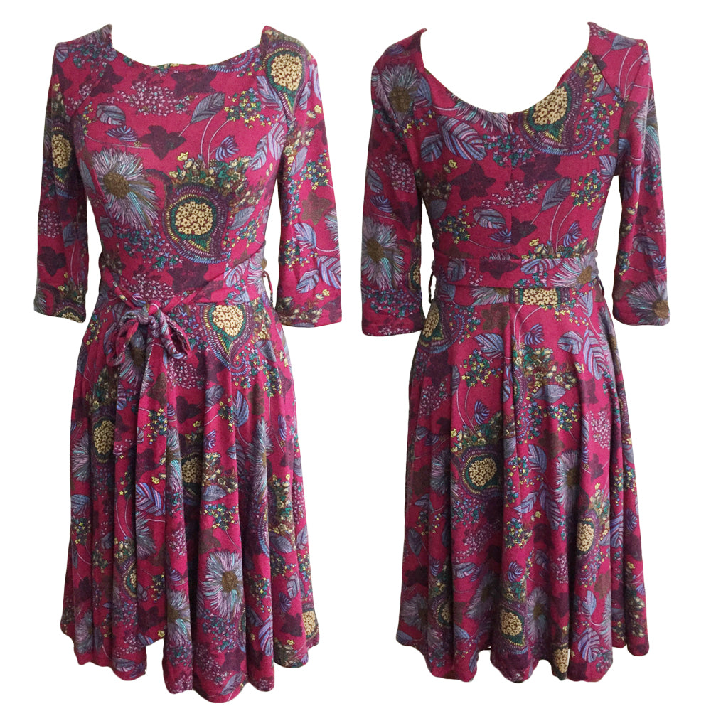 Wine Floral Knit Dress