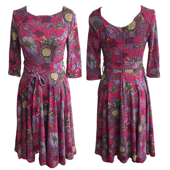 Wine Floral Knit Dress