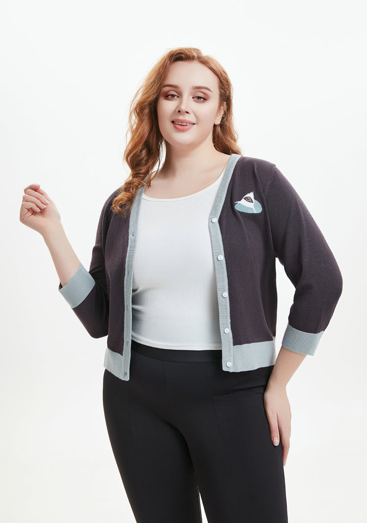 "Skye" Shark Serenade Embroidered Cardigan