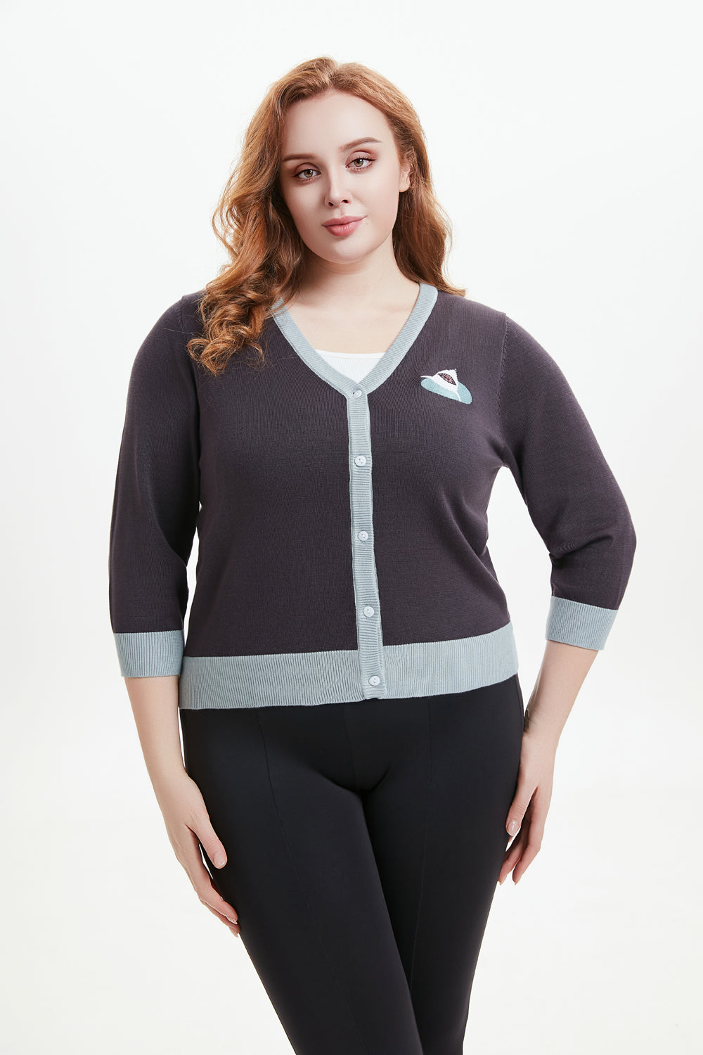 "Skye" Shark Serenade Embroidered Cardigan