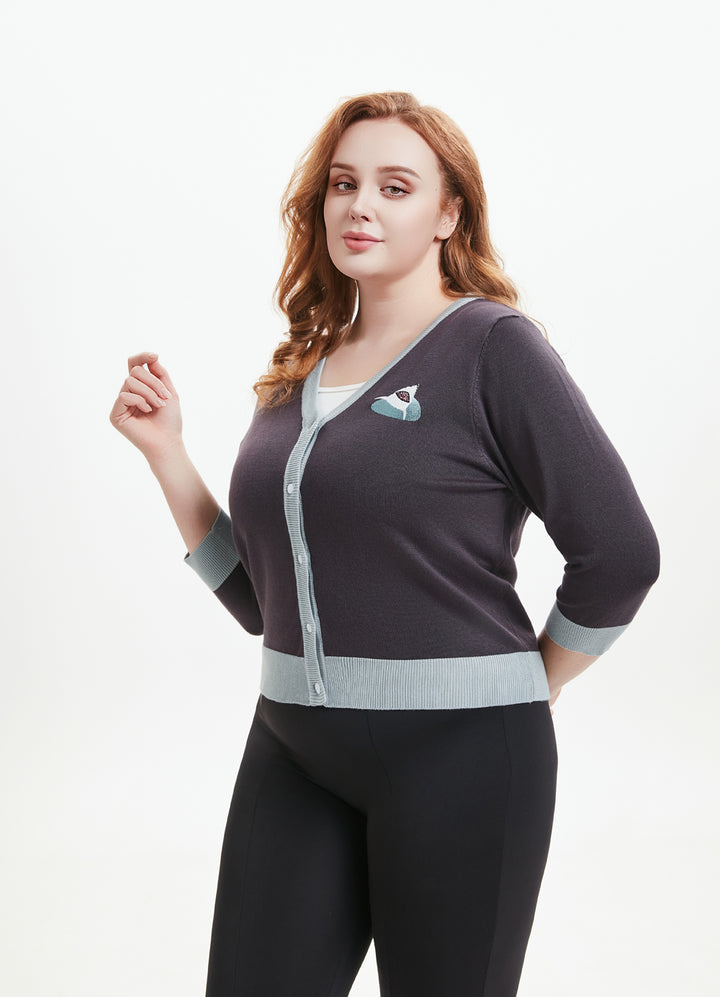 "Skye" Shark Serenade Embroidered Cardigan
