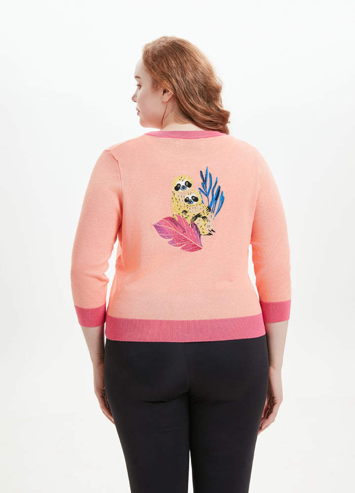 "Skye" Lazy in the Leaves Embroidered Cardigan