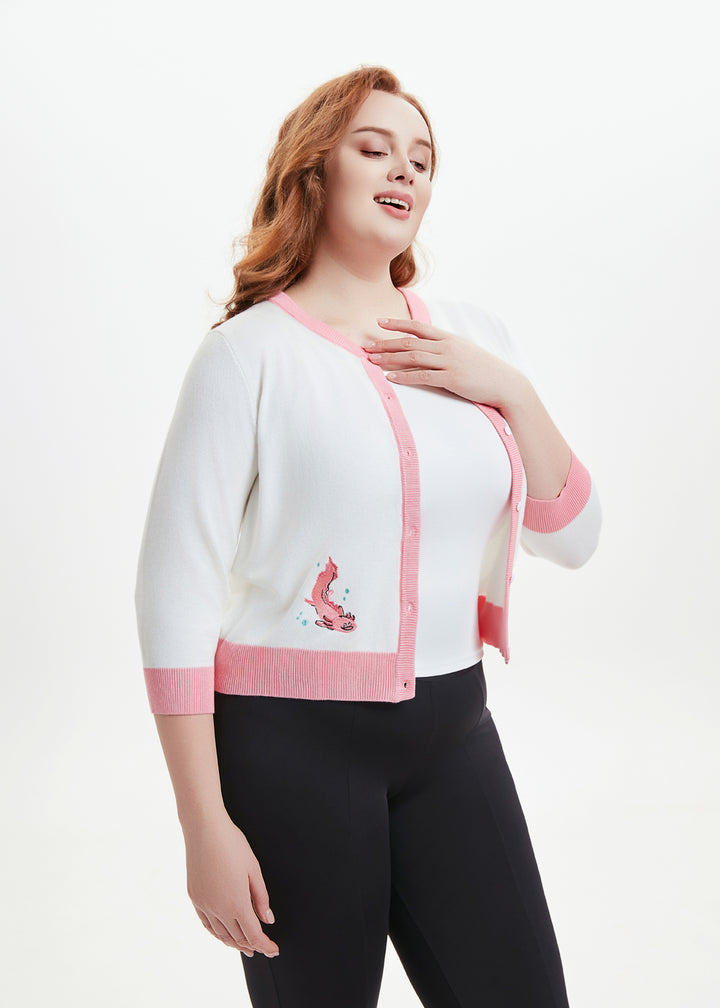"Leslie" Axolotl Embroidered Cardigan