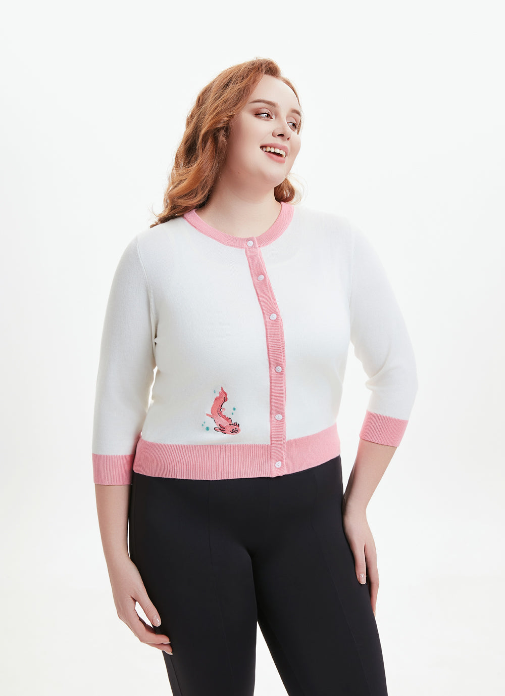 "Leslie" Axolotl Embroidered Cardigan