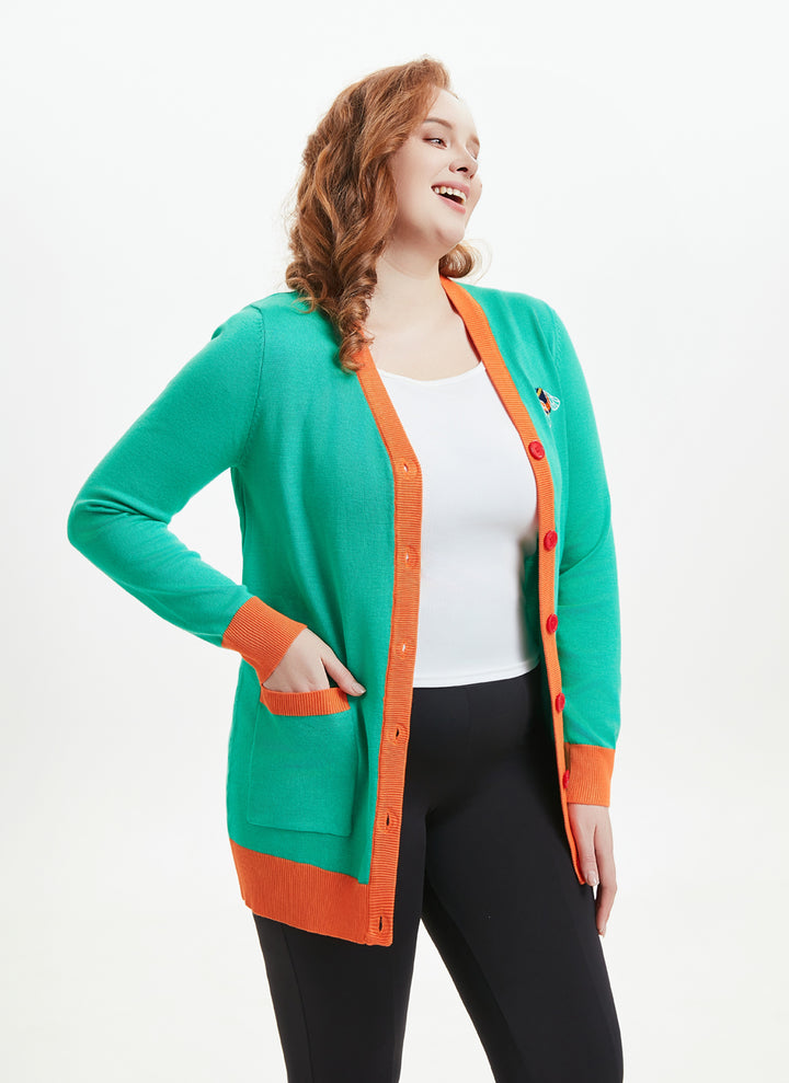 "Fiona" Bee &amp; Blossom Embroidered Cardigan w/ Pockets
