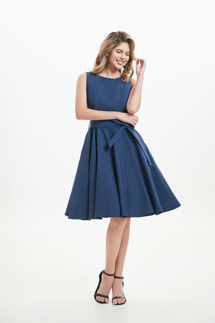 "Ruby" Navy Blue (Solid) Viscose Blend with Stretch