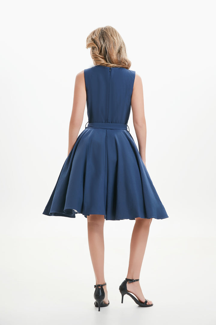 "Ruby" Navy Blue (Solid) Viscose Blend with Stretch