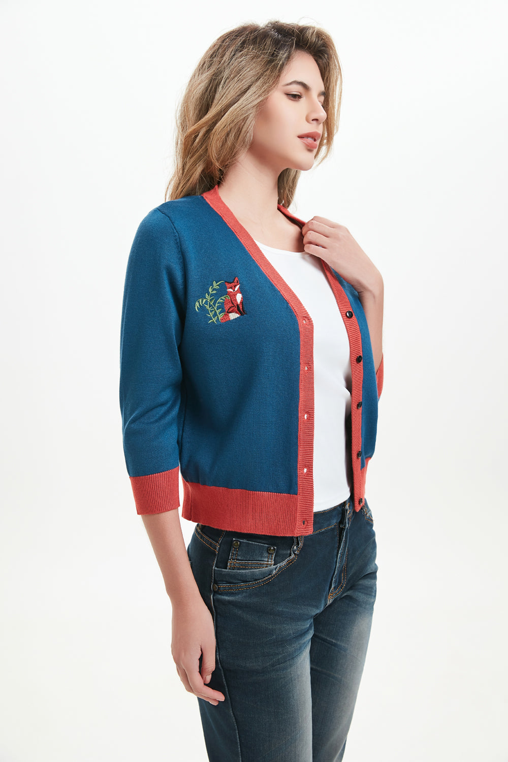 "Skye" Fabled Fox Embroidered Cardigan