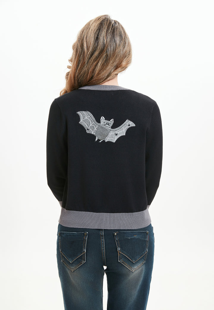 "Skye" Moonlit Bats Embroidered Cardigan