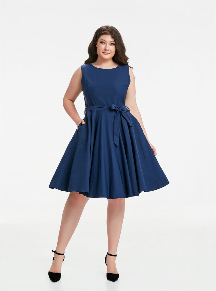 "Ruby" Navy Blue (Solid) Viscose Blend with Stretch