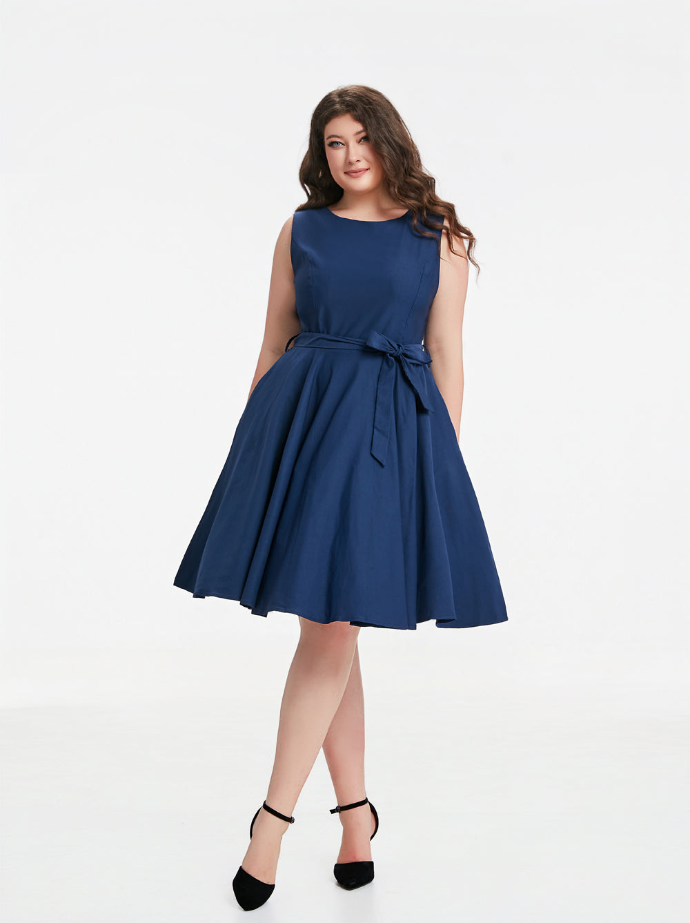 "Ruby" Navy Blue (Solid) Viscose Blend with Stretch