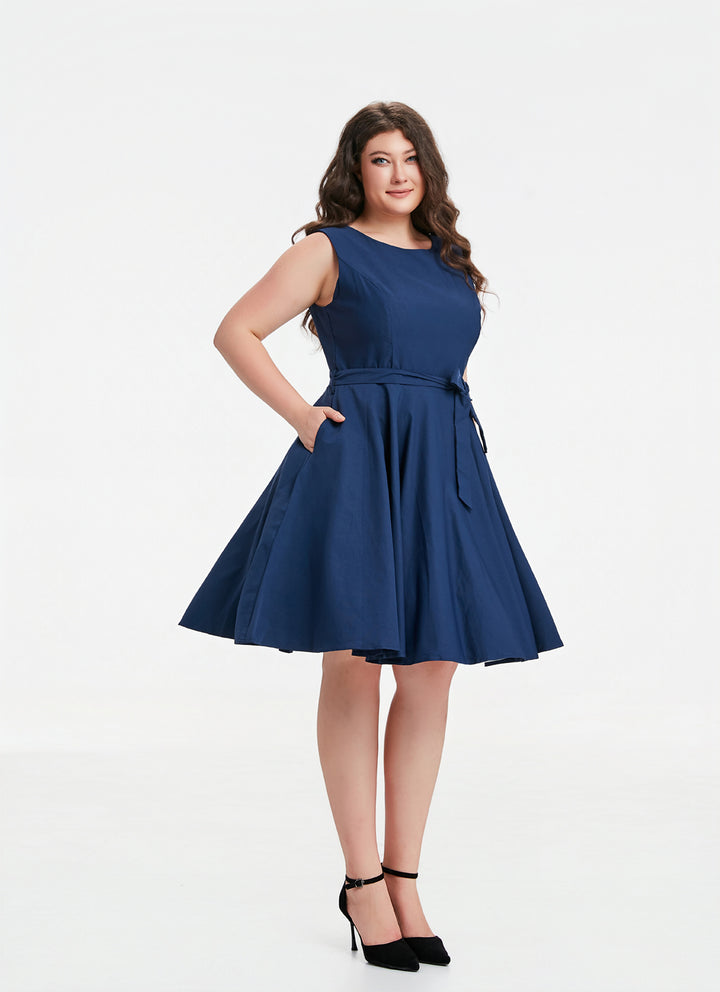 "Ruby" Navy Blue (Solid) Viscose Blend with Stretch