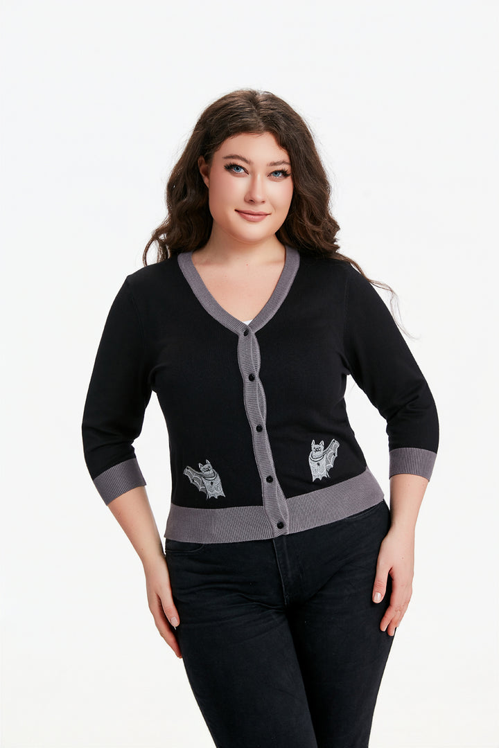 "Skye" Moonlit Bats Embroidered Cardigan