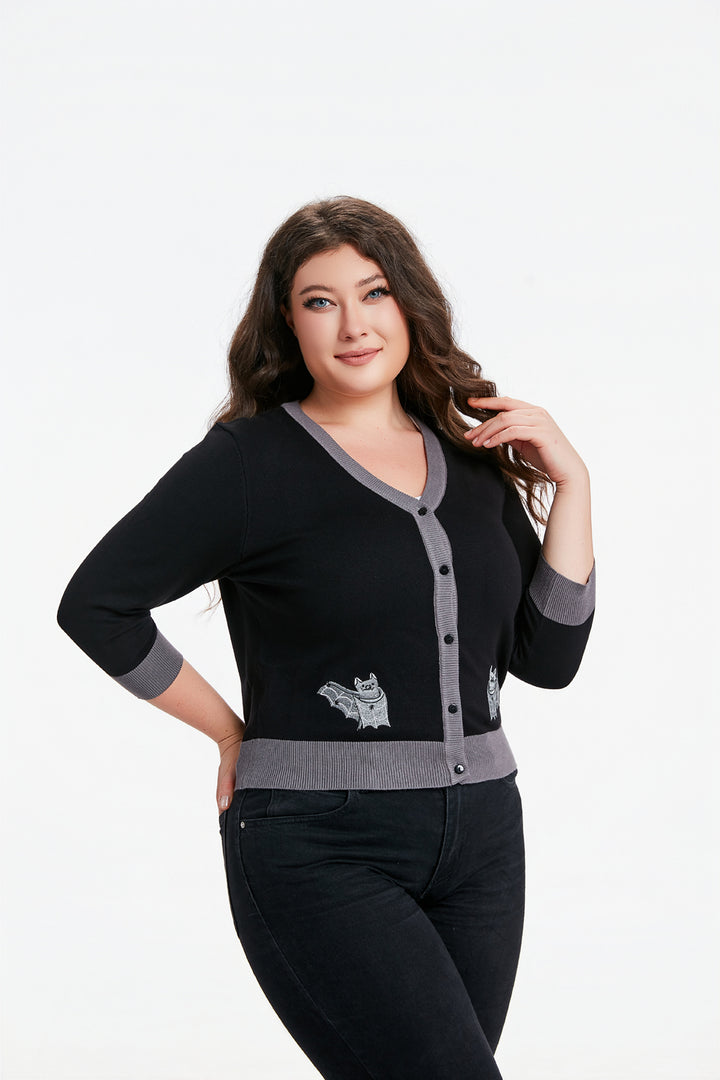 "Skye" Moonlit Bats Embroidered Cardigan