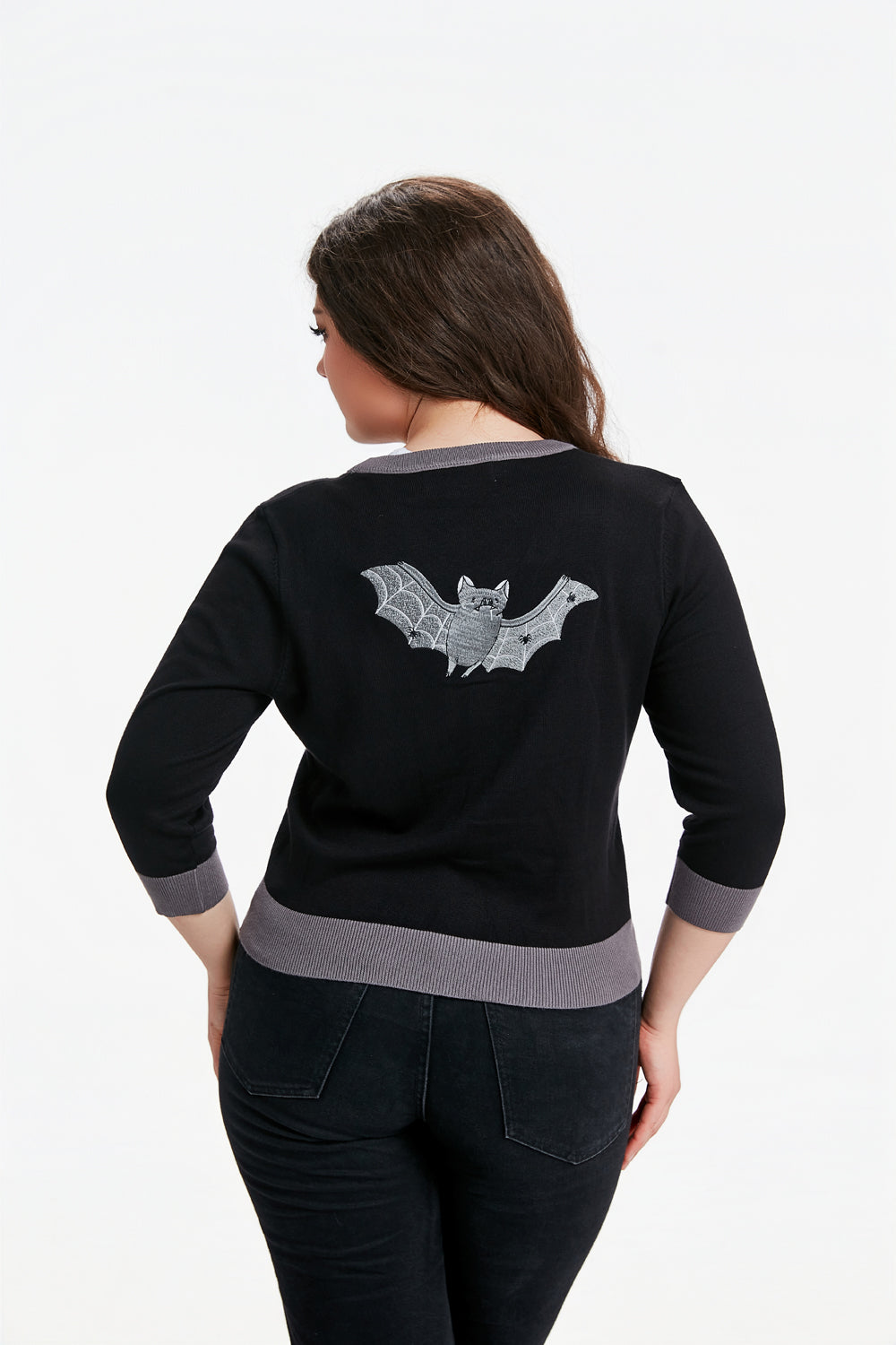 "Skye" Moonlit Bats Embroidered Cardigan