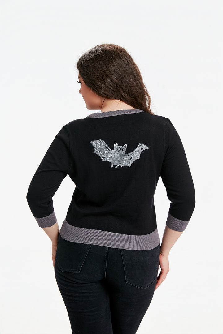 "Skye" Moonlit Bats Embroidered Cardigan