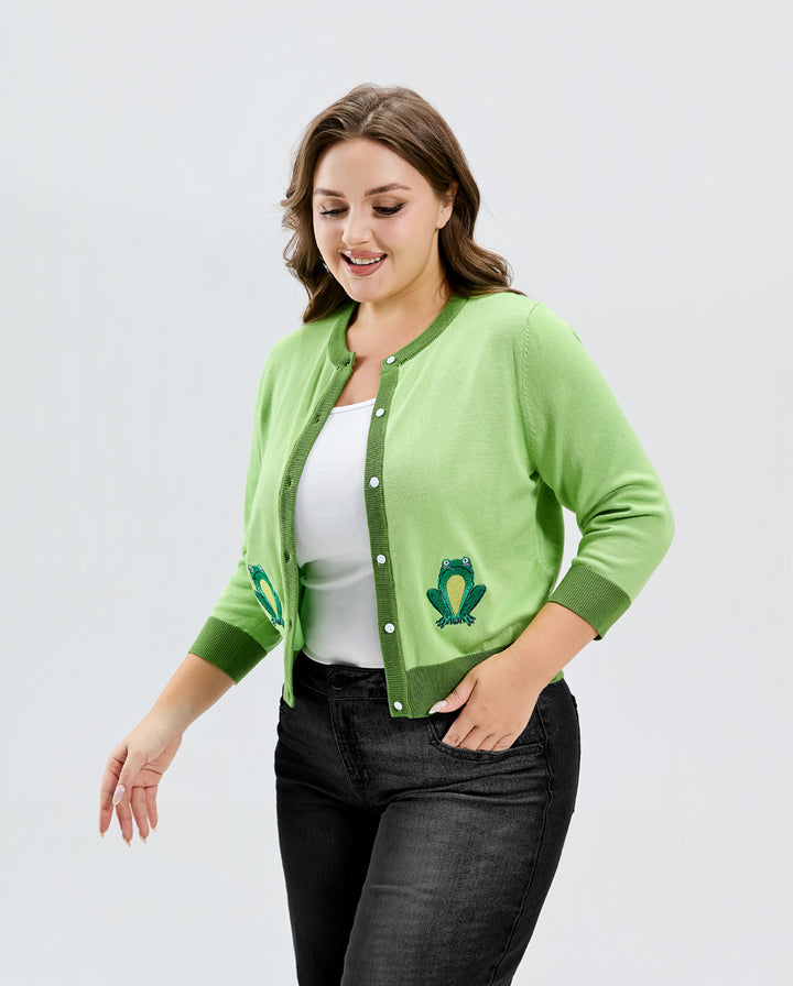 "Leslie" Frogs in Bloom (Embroidered)