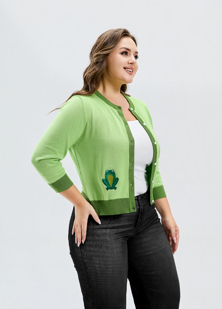"Leslie" Frogs in Bloom (Embroidered)