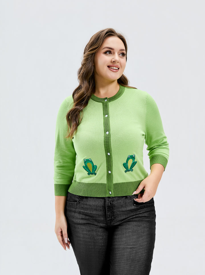 "Leslie" Frogs in Bloom (Embroidered)