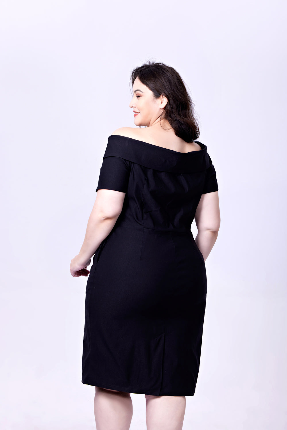 "Tyra" Black Solid Wiggle Dress