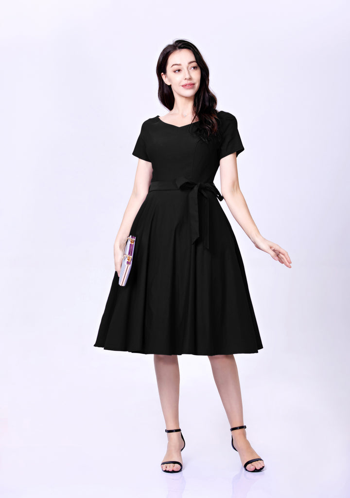 "Bella" Black Solid (Viscose Blend Stretch)