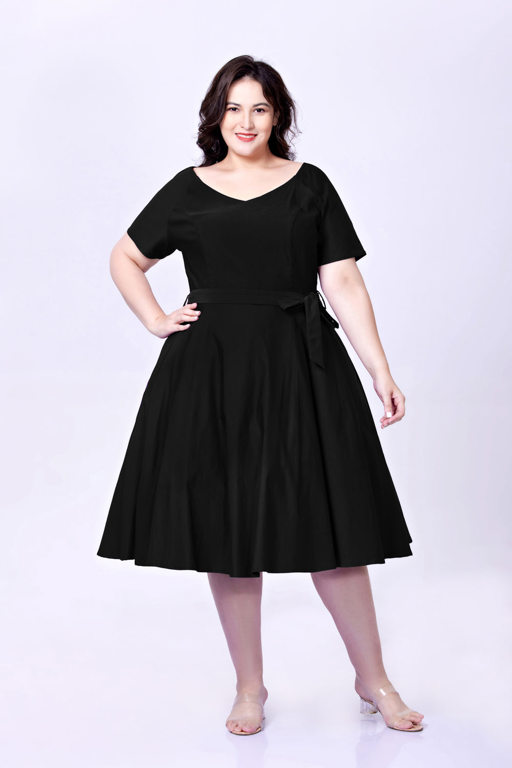 "Bella" Black Solid (Viscose Blend Stretch)