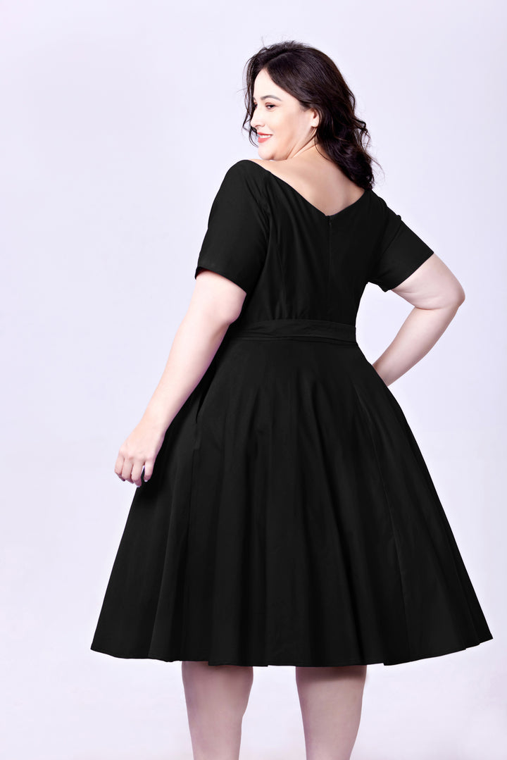 "Bella" Black Solid (Viscose Blend Stretch)
