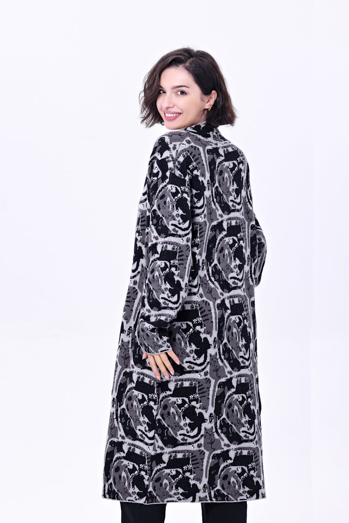 "Talia" Resting Cats Duster Cardi w/ Pockets