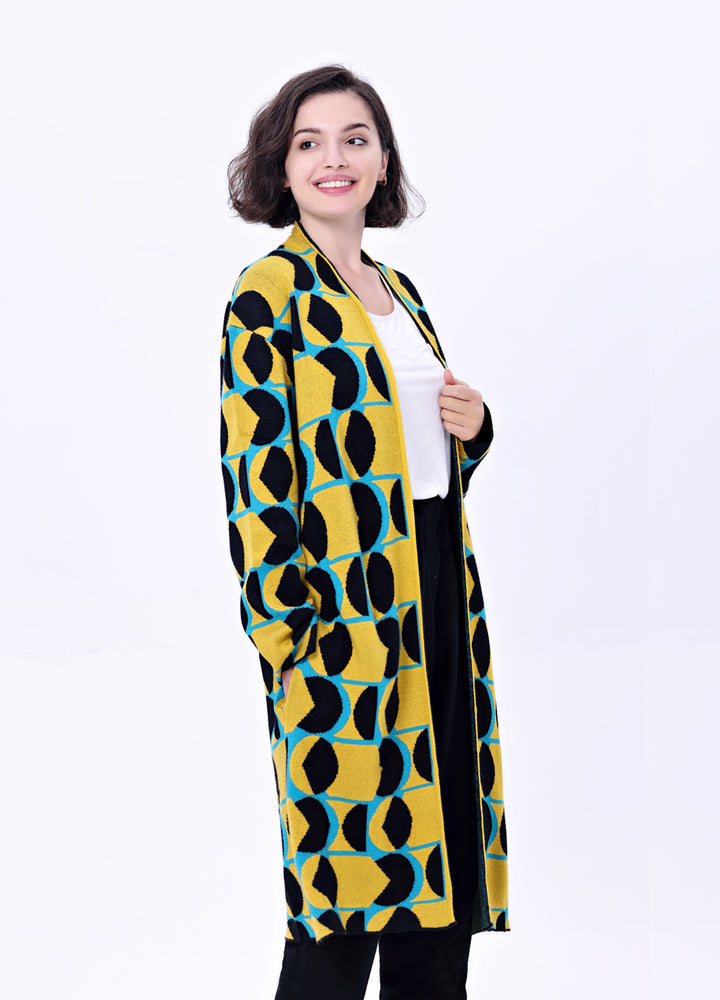 "Talia" Geometrics Cardigan w/ Pockets