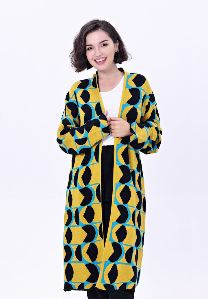 "Talia" Geometrics Cardigan w/ Pockets