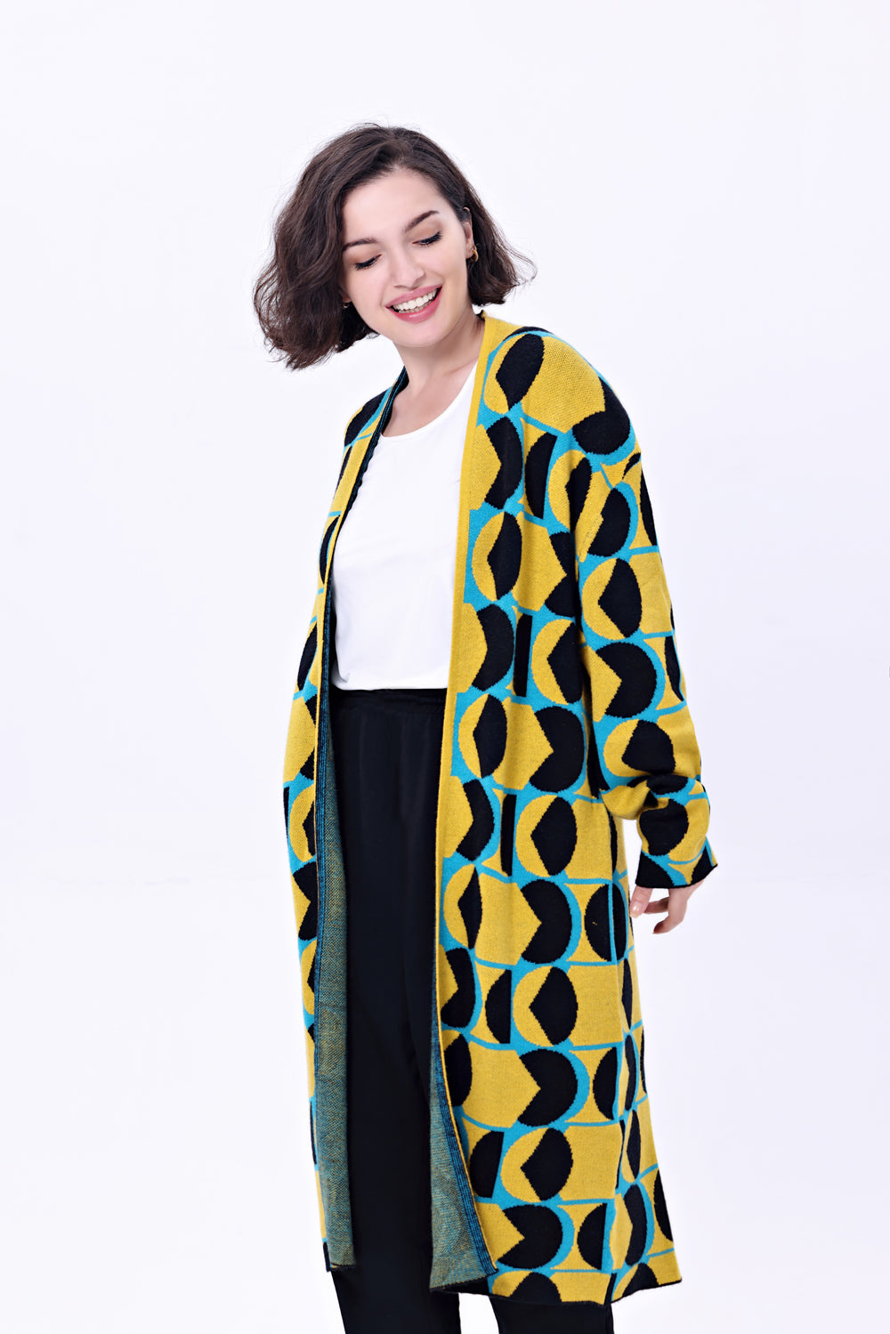 "Talia" Geometrics Cardigan w/ Pockets