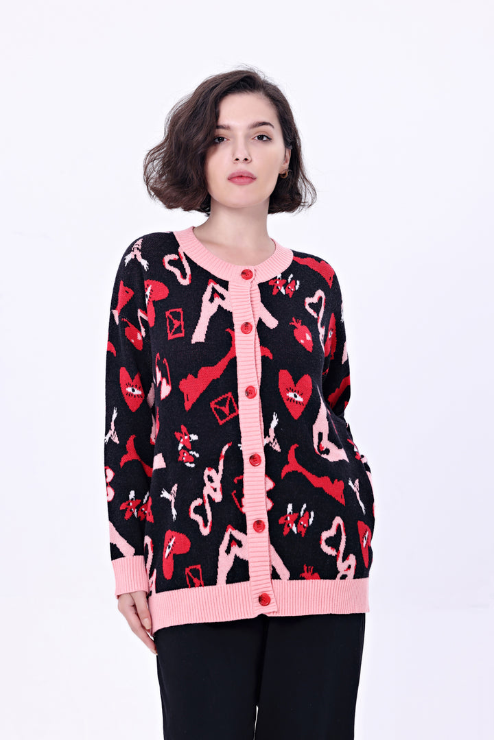 Adley Valentine Ink Cardigan w/ Pockets