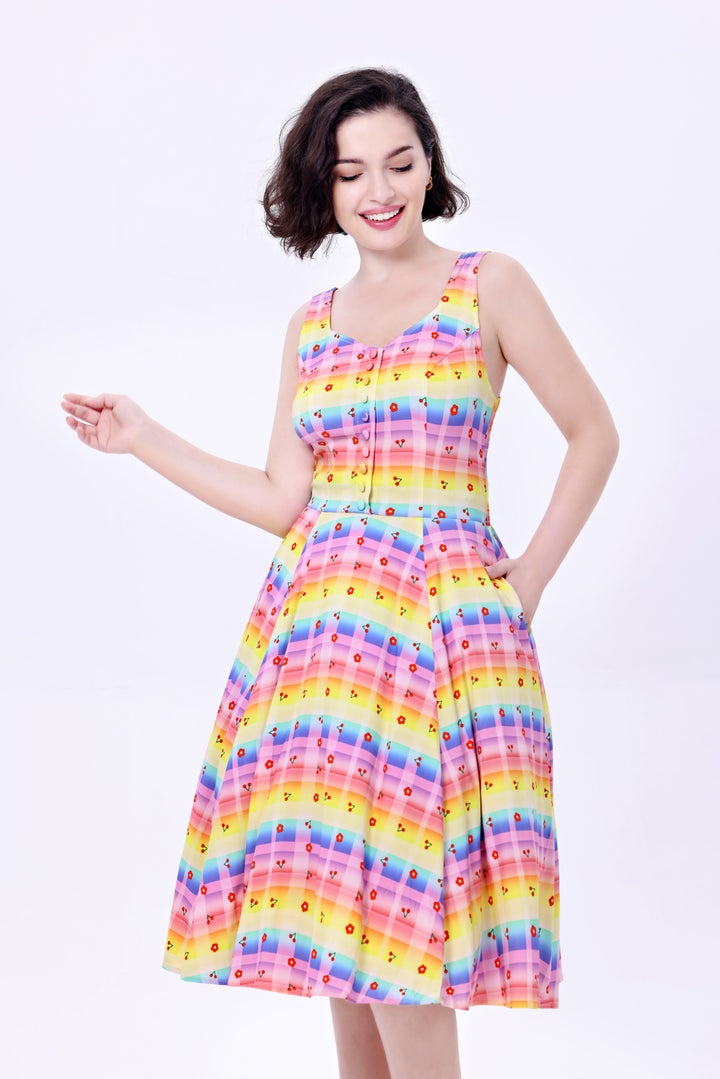 "Heidi" Rainbow Gingham