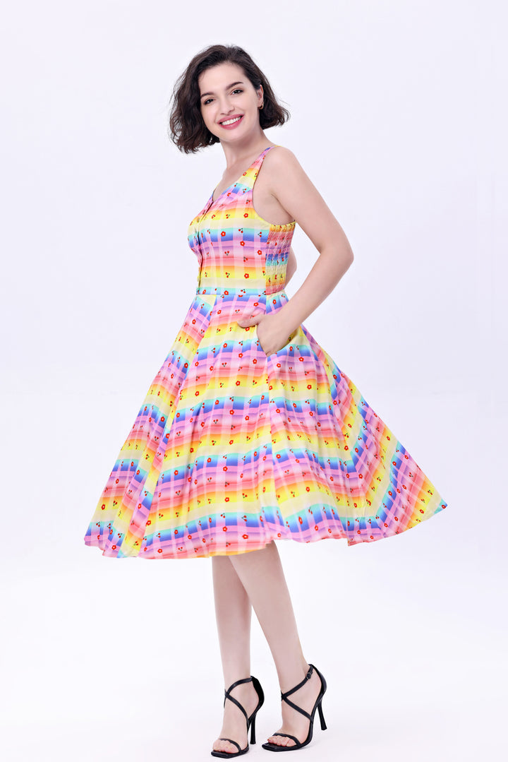 "Heidi" Rainbow Gingham