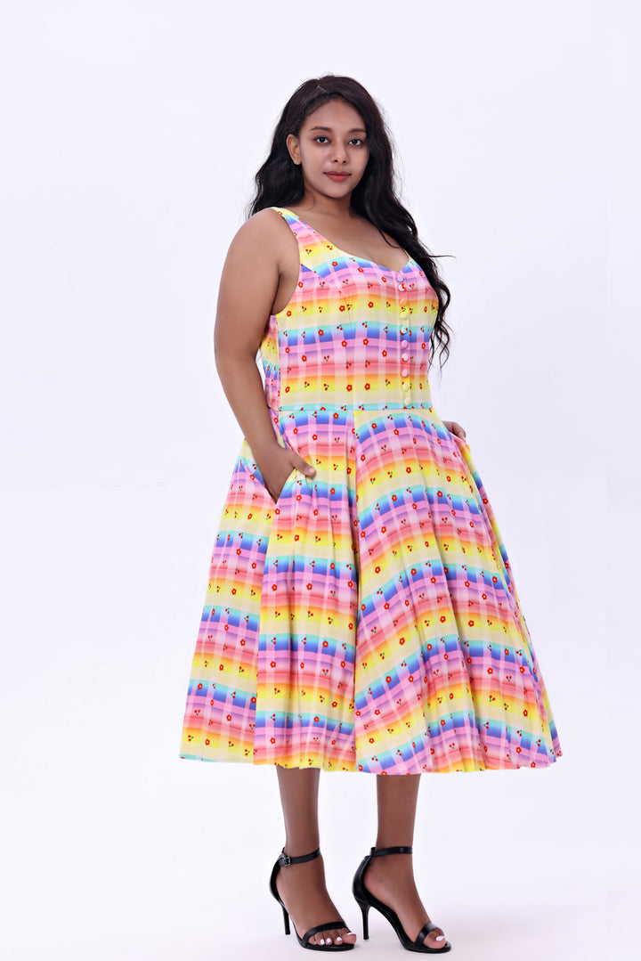 "Heidi" Rainbow Gingham