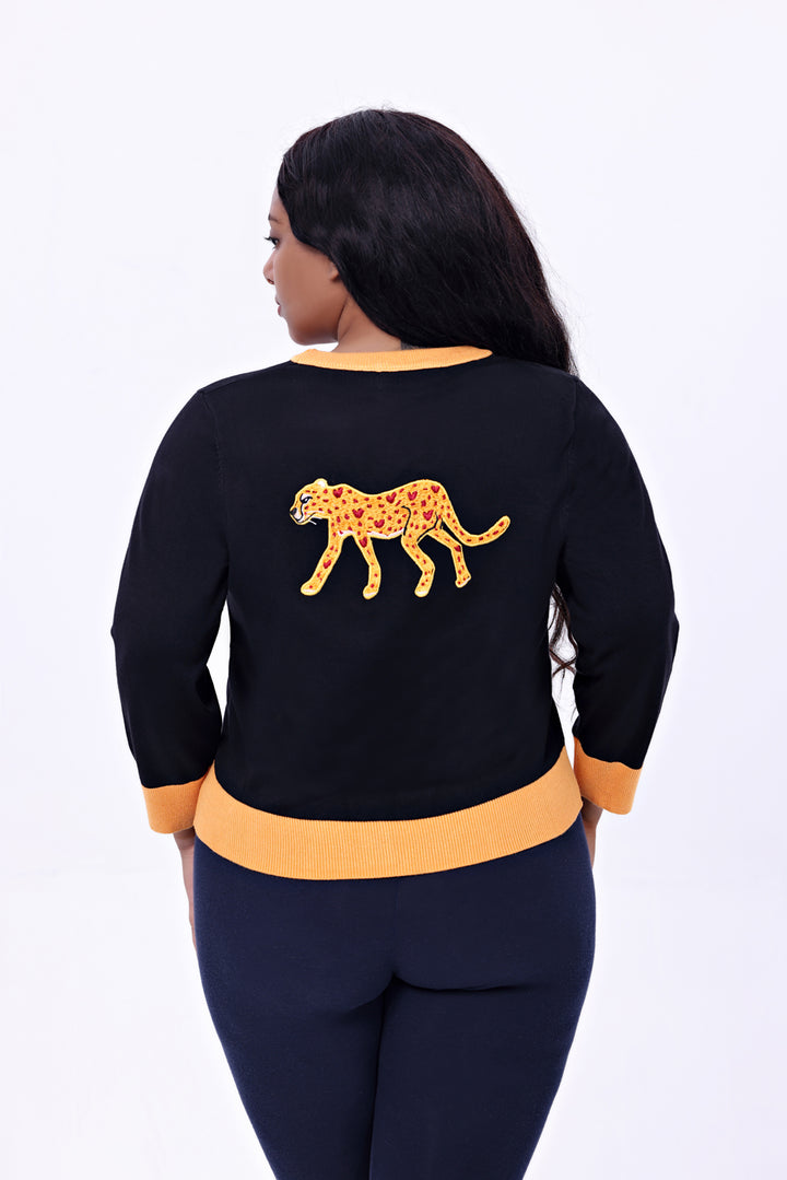 "Skye" Cheetah Embroidered Cardigan