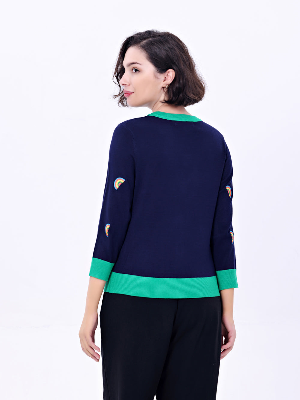 "Skye" Rainbow Embroidered Cardigan
