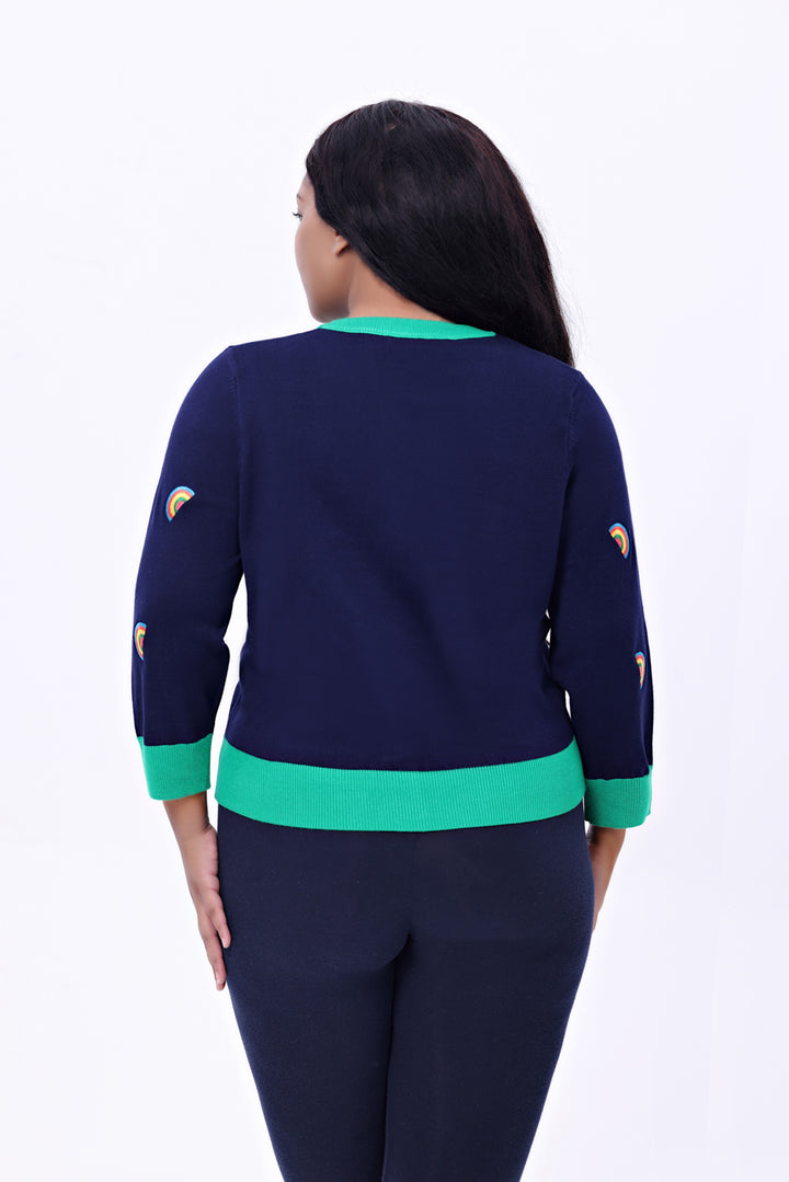 "Skye" Rainbow Embroidered Cardigan