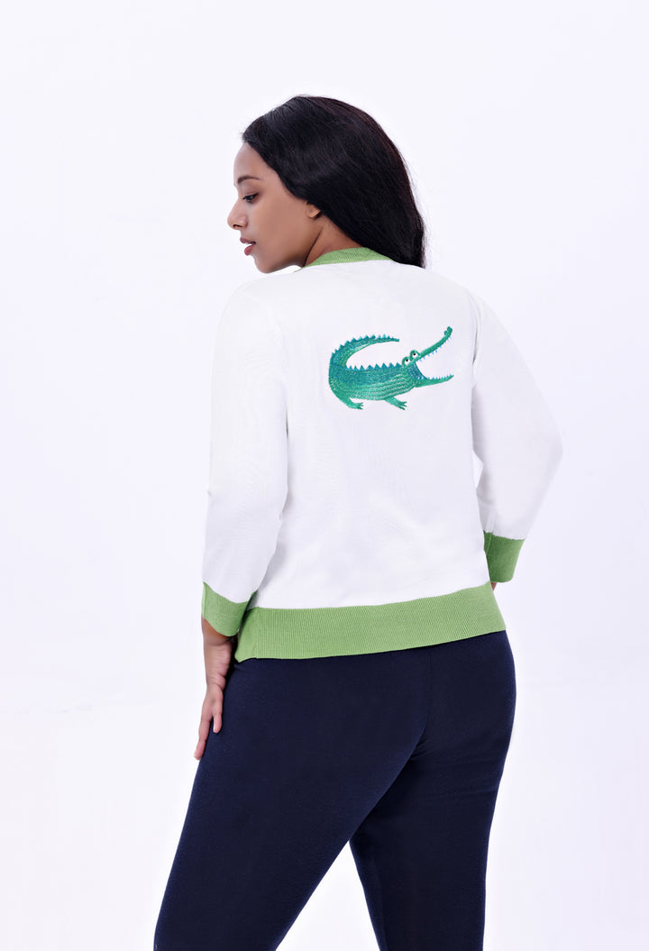 "Leslie" Crocodile Embroidered Cardigan