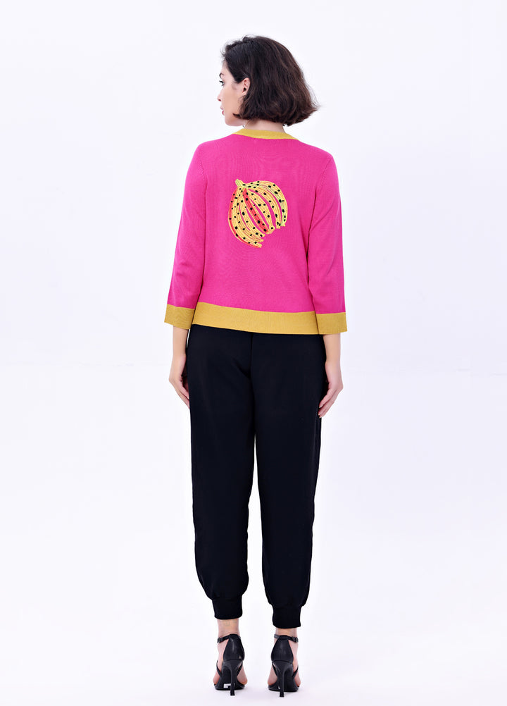 "Leslie" Toucan Embroidered Cardigan