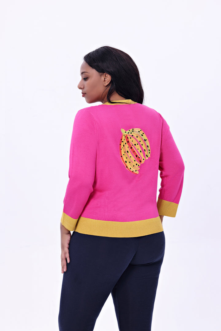"Leslie" Toucan Embroidered Cardigan