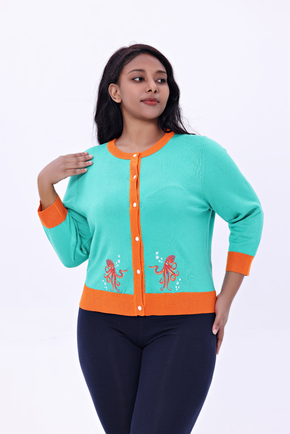 "Leslie" Octopus Embroidered Cardigan