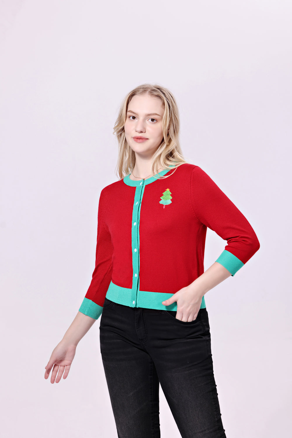 "Leslie" Christmas Cakes Embroidered Cardigan