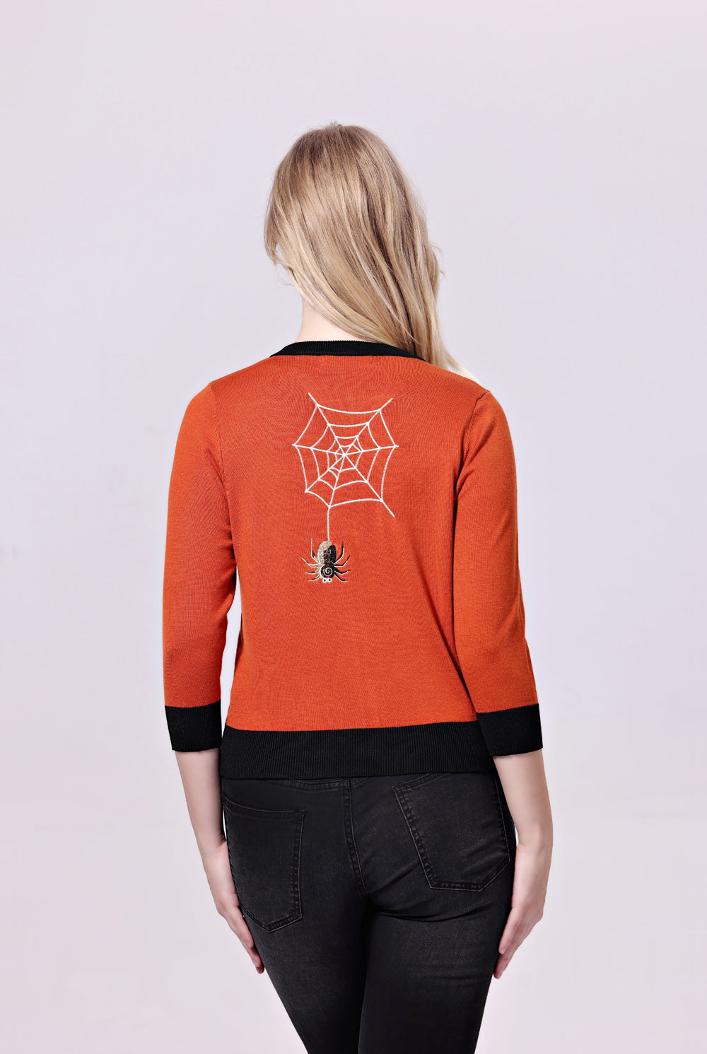 "Leslie" Cat and Cobweb Embroidered Cardigan
