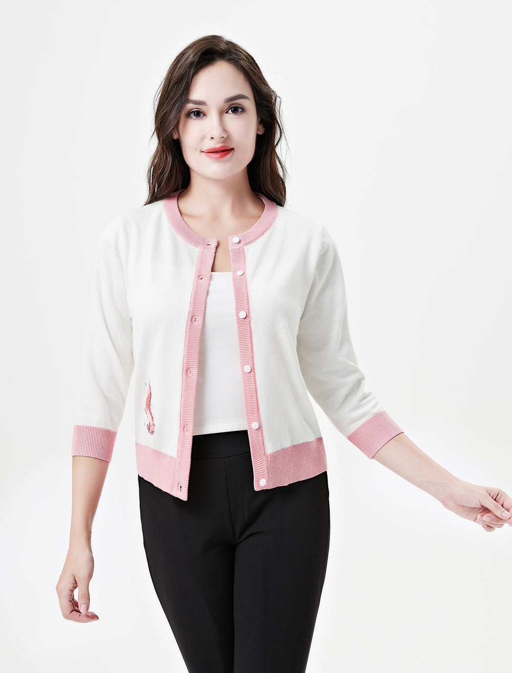 "Leslie" Axolotl Embroidered Cardigan