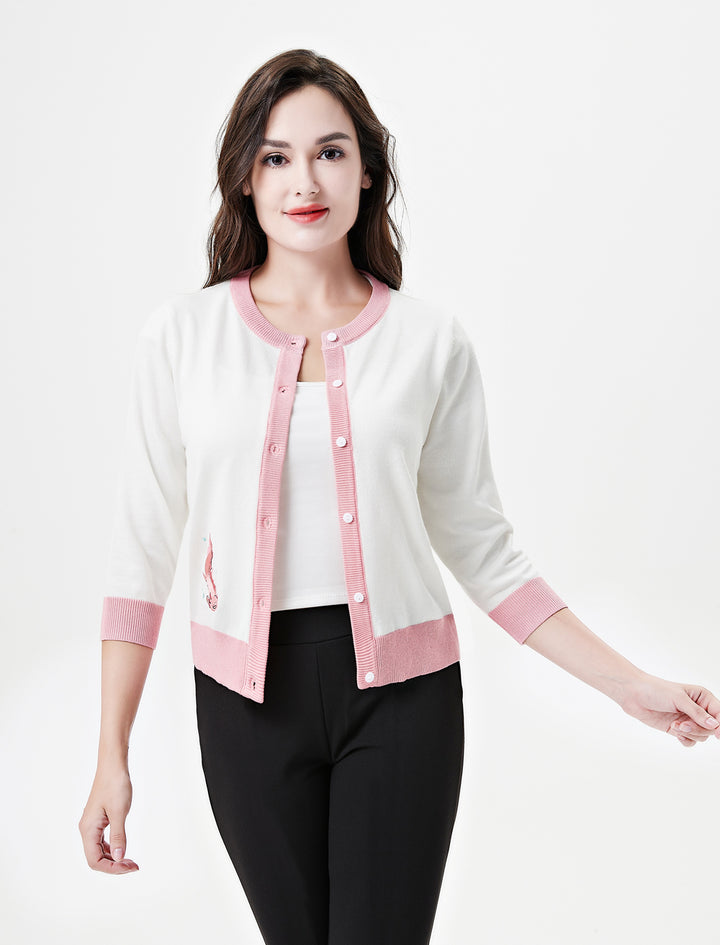 "Leslie" Axolotl Embroidered Cardigan
