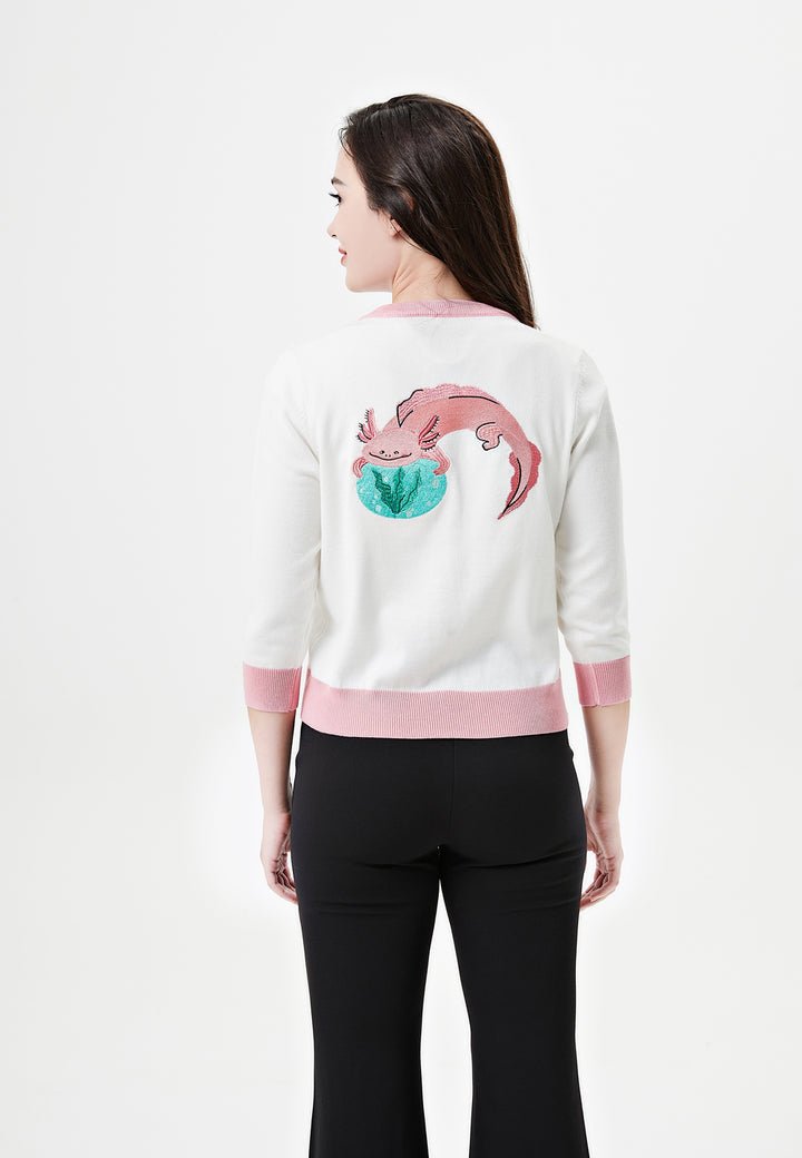 "Leslie" Axolotl Embroidered Cardigan