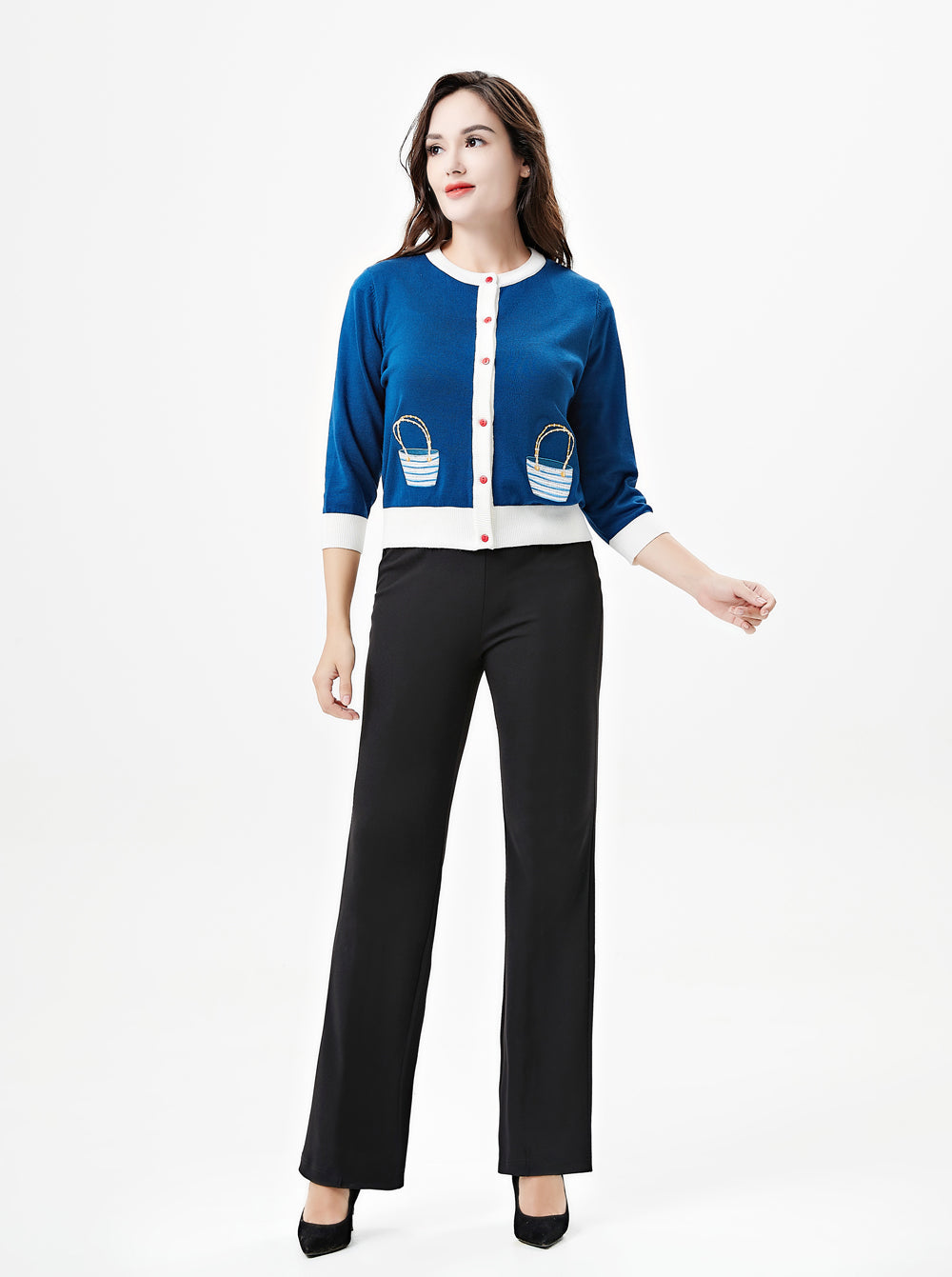 "Leslie" Seaside Picnic Embroidered Cardigan