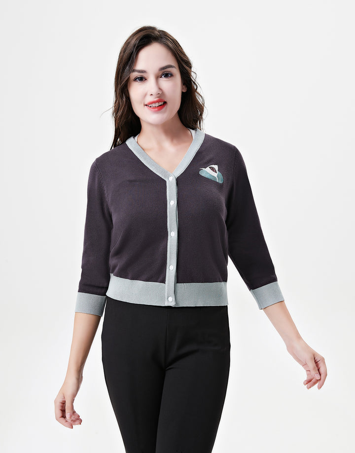 "Skye" Shark Serenade Embroidered Cardigan